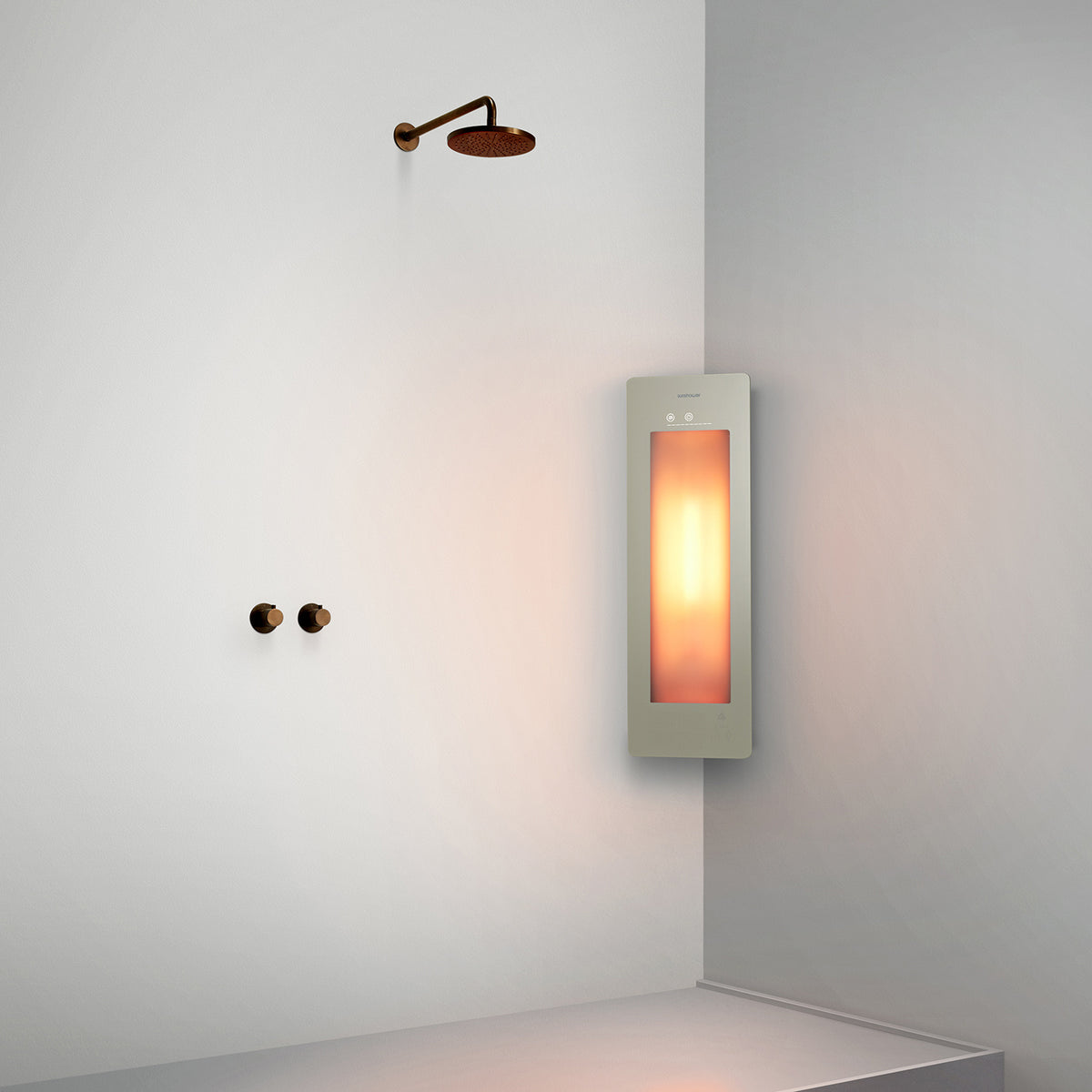 Sunshower One S infrarood | Sand White | Opbouw hoek | 1/4 lichaam | Infrarood