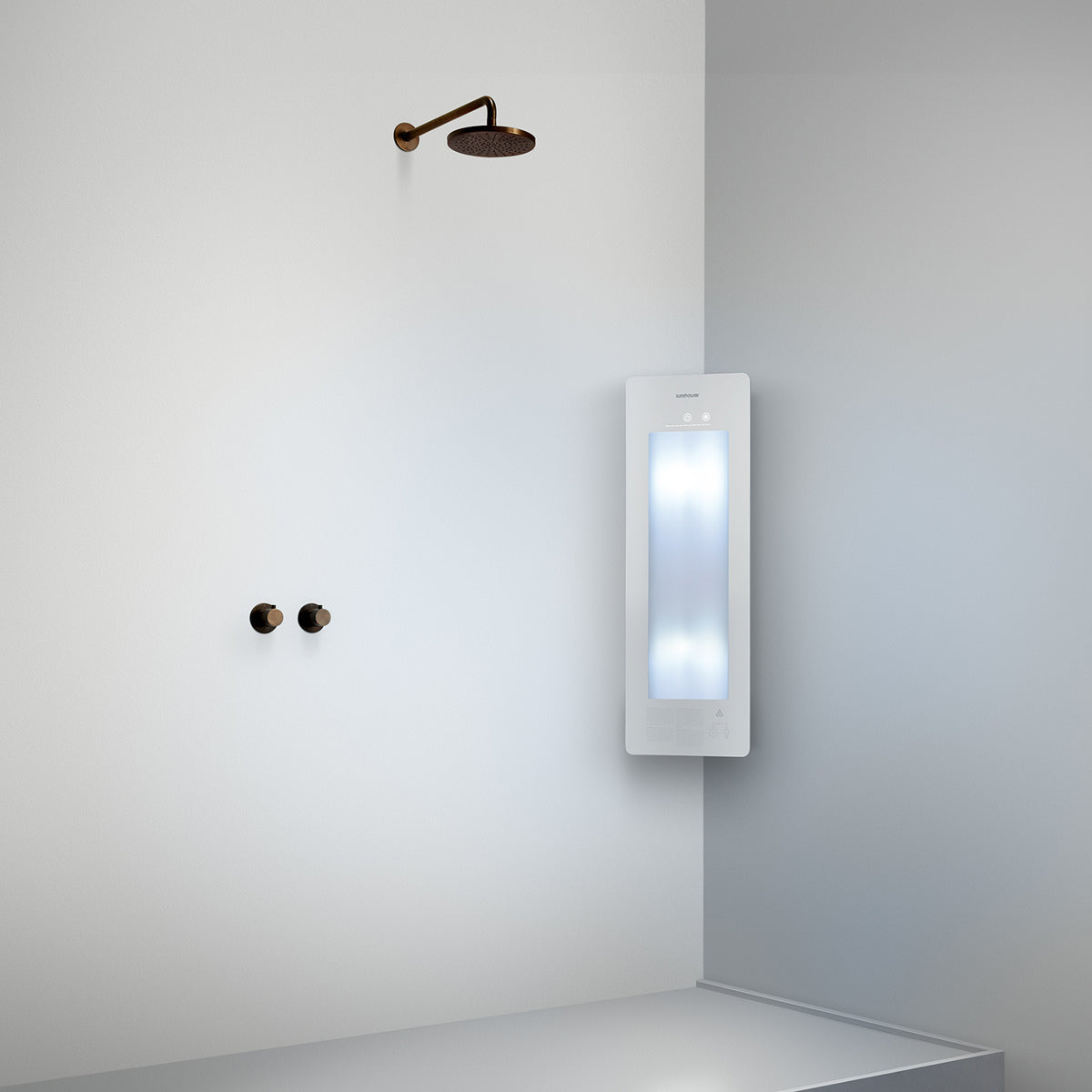 Sunshower Plus S infrarood en UV | Wit | Opbouw hoek | 1/4 lichaam | Infrarood en UV