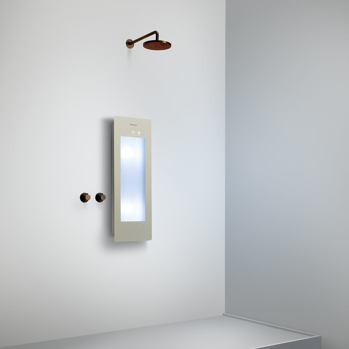 Sunshower Plus S infrarood en UV | Sand White | Vlakke opbouw | 1/4 lichaam | Infrarood en UV