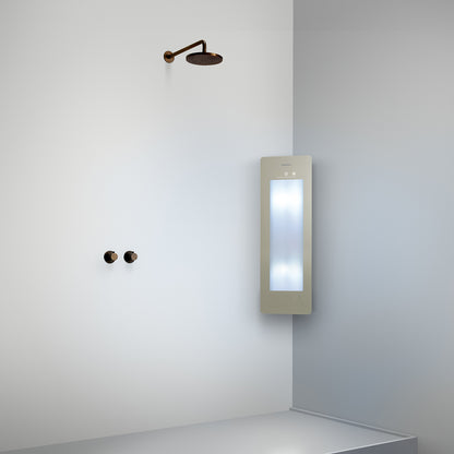 Sunshower Plus S infrarood en UV | Sand White | Opbouw hoek | 1/4 lichaam | Infrarood en UV