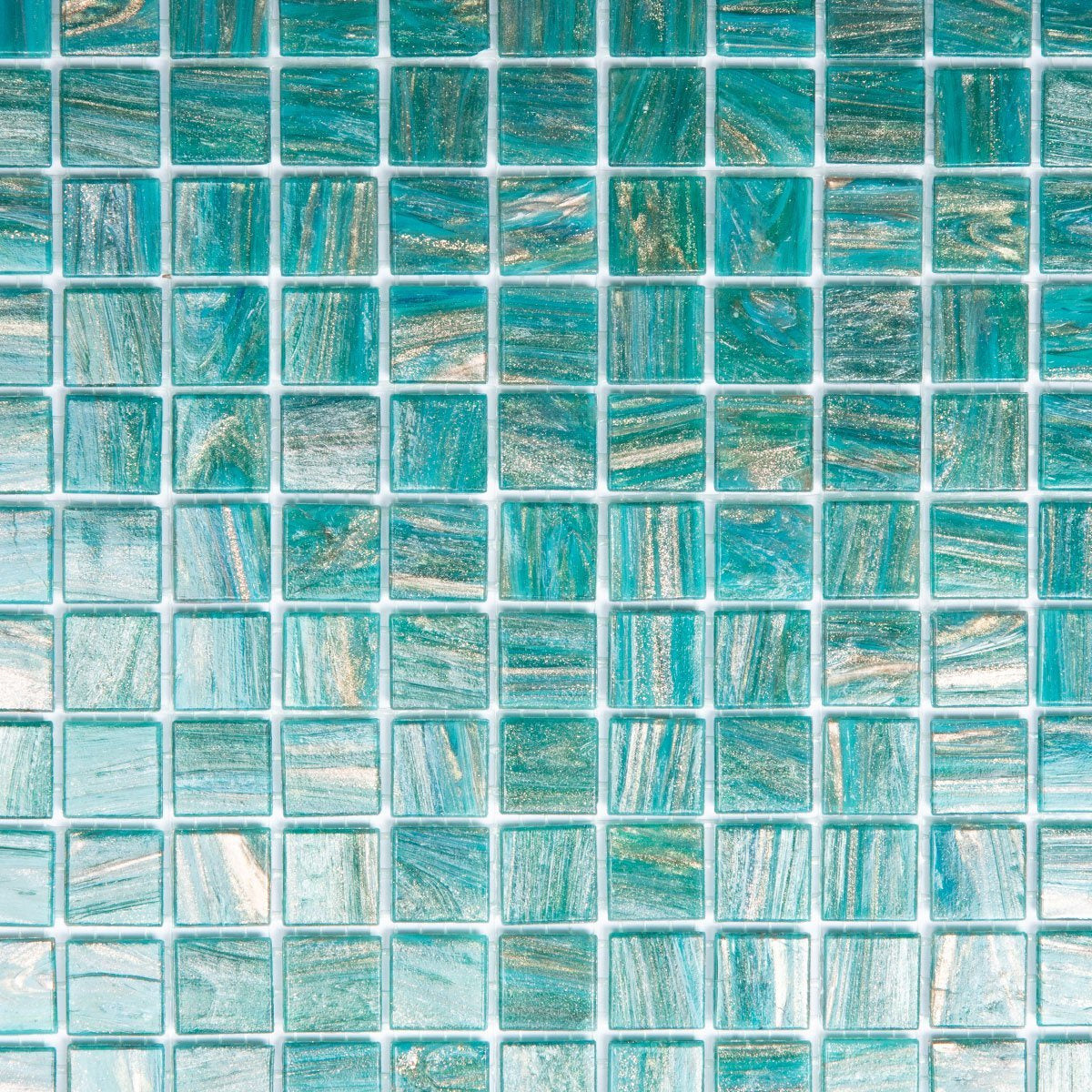 The Mosaic Factory Amsterdam Gold Turquoise Glossy 20x20mm - GMG767