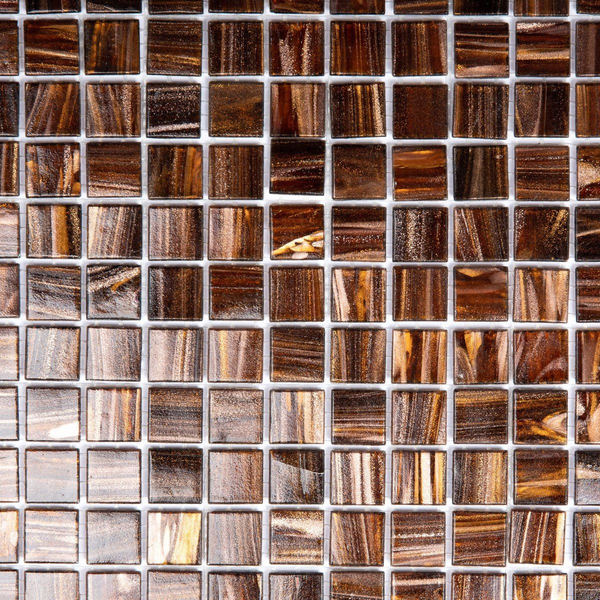 The Mosaic Factory Amsterdam Gold Brown Glossy 20x20mm - GMG451