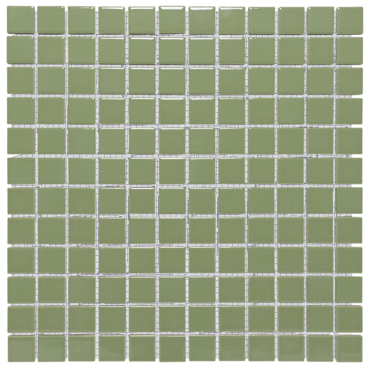 The Mosaic Factory Barcelona Square Olive Green Glossy 23x23mm - AF230030