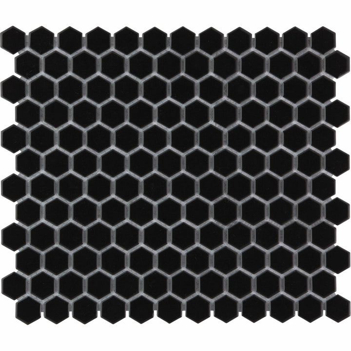 The Mosaic Factory Barcelona Hexagon Black Glossy 23x26mm - AFH23317