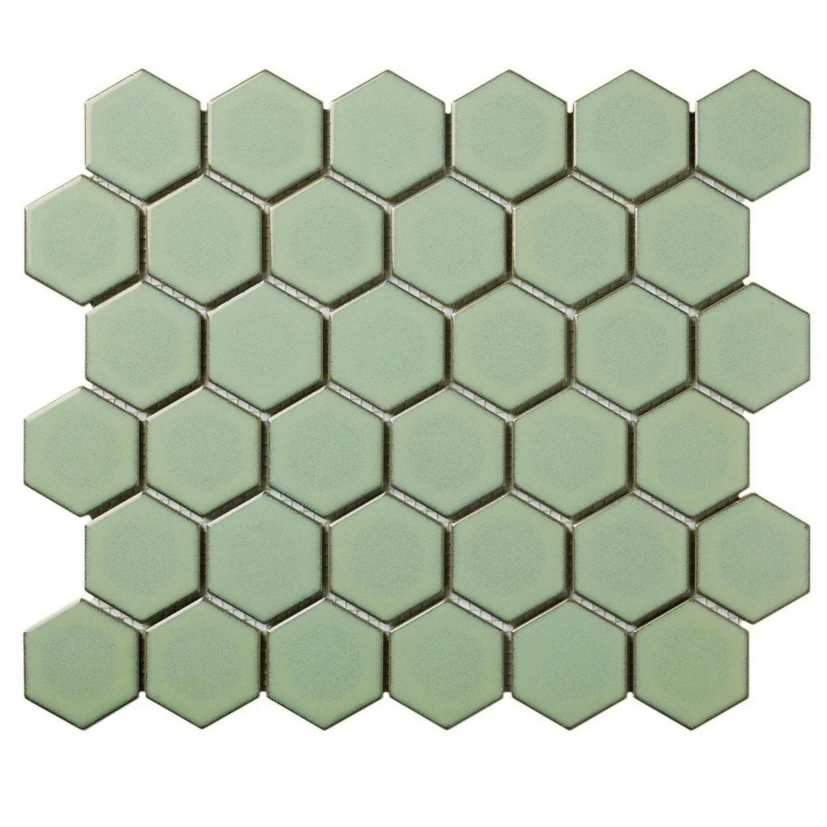 The Mosaic Factory Barcelona Hexagon Light Green Edge Glossy 51x59mm - AFH06052