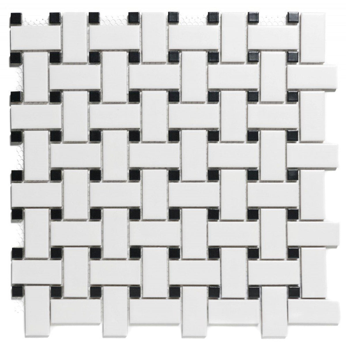 The Mosaic Factory Paris Basket weave White and Black Matt 23 + 10x48 + 10mm - PABW140925