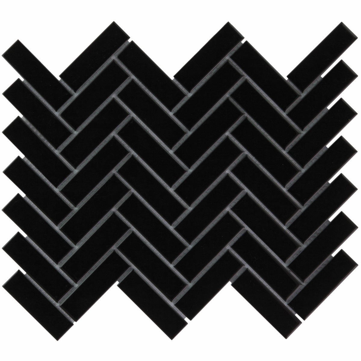 The Mosaic Factory Paris Herringbone Black Glossy 23x73mm - PAHG915