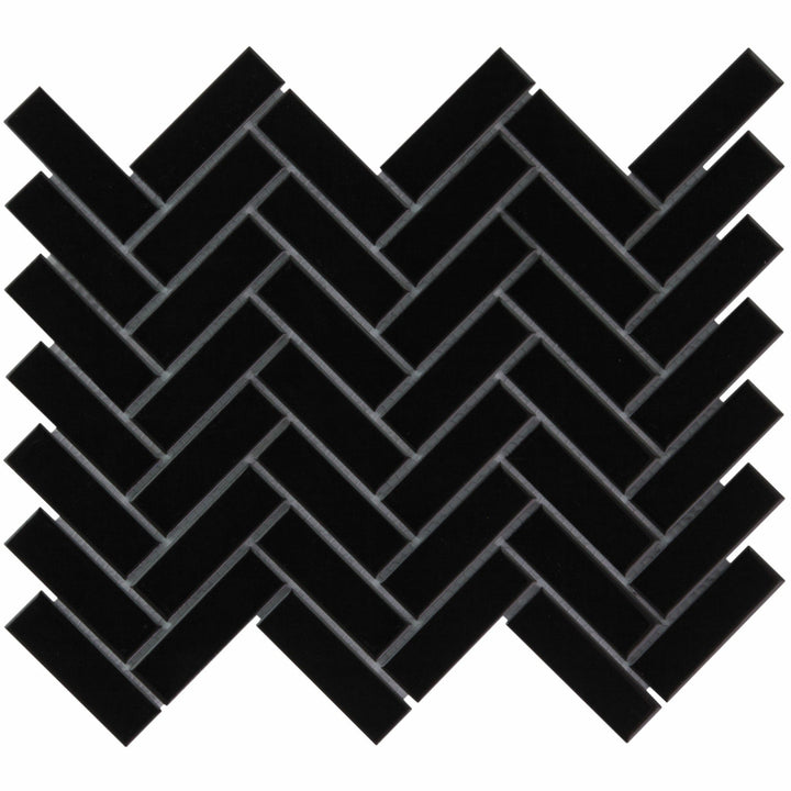 The Mosaic Factory Paris Herringbone Black Glossy 23x73mm - PAHG915