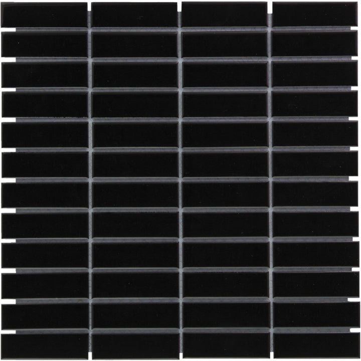The Mosaic Factory Paris Rectangle Black Glossy 23x73mm - PARG915