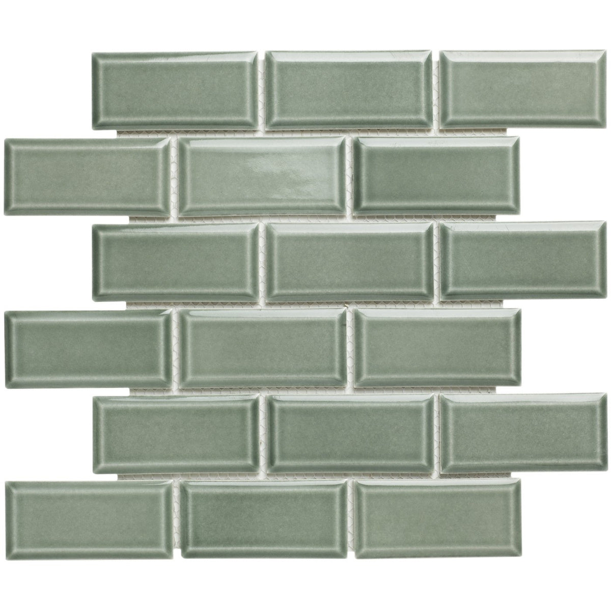 The Mosaic Factory Paris Metro Green Grey Glossy 45x95mm - PAME182