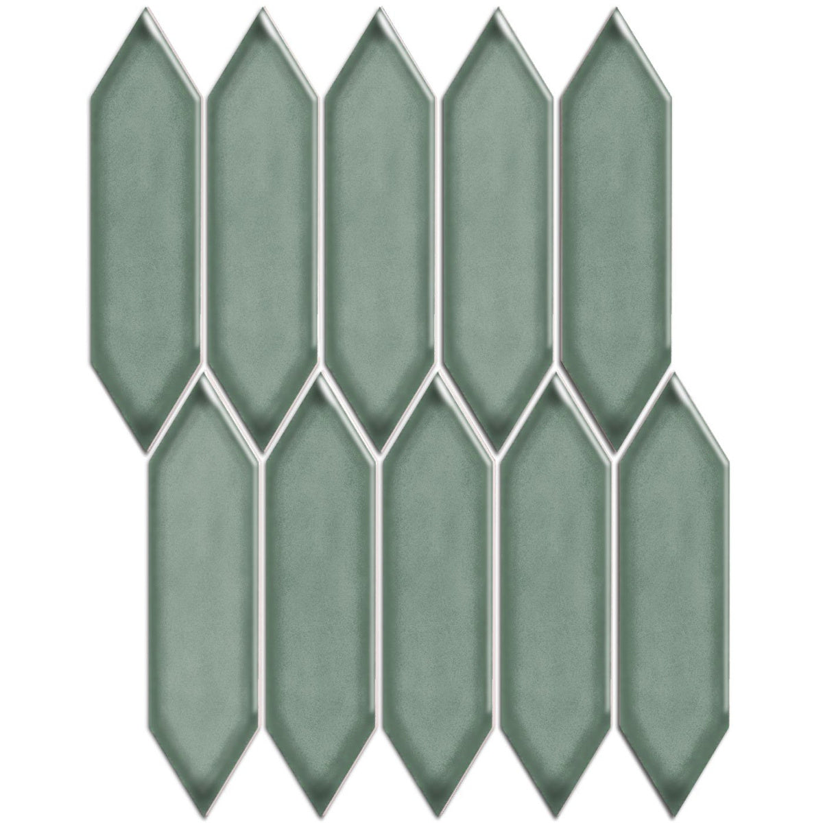 The Mosaic Factory Paris Picket Green Grey Glossy 48x195mm - PAPIC82