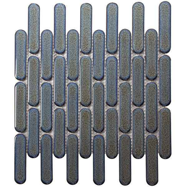 The Mosaic Factory Sevilla Oval Finger Grey-Blue Speckle Glossy 23x98mm - SEO23325