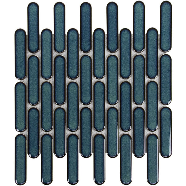 The Mosaic Factory Sevilla Oval Finger Azure Blue speckle Glossy 23x98mm - SEO23625
