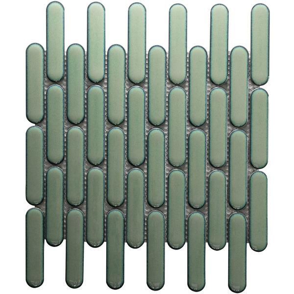 The Mosaic Factory Sevilla Oval Finger Light Green Glossy 23x98mm - SEO23525
