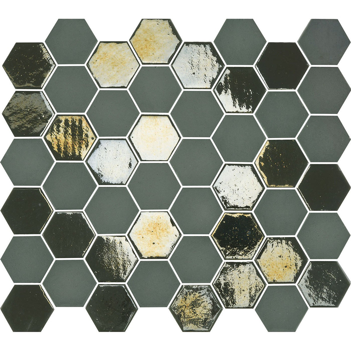 The Mosaic Factory Valencia Recycled glass Khaki Matt & Glossy 43x50mm - VAL182