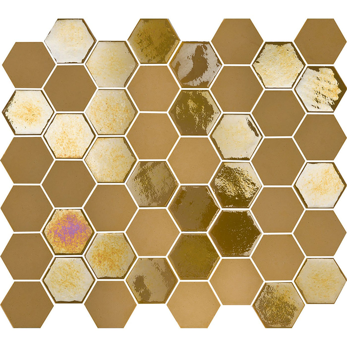 The Mosaic Factory Valencia Recycled glass Mustard Matt & Glossy 43x50mm - VAL035