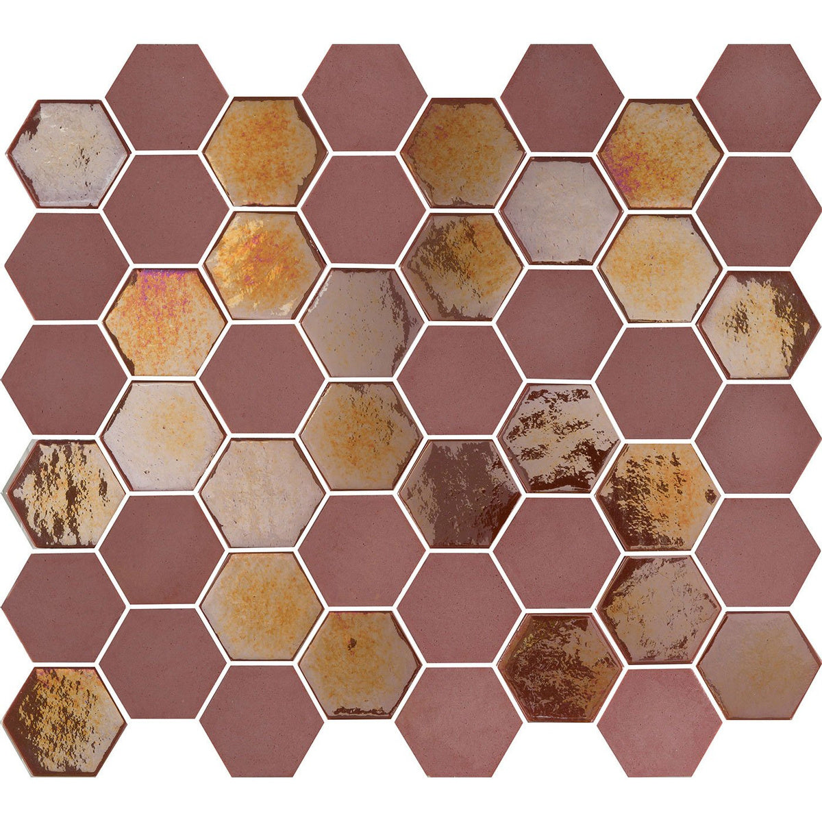 The Mosaic Factory Valencia Recycled glass Burgundy Matt & Glossy 43x50mm - VAL012