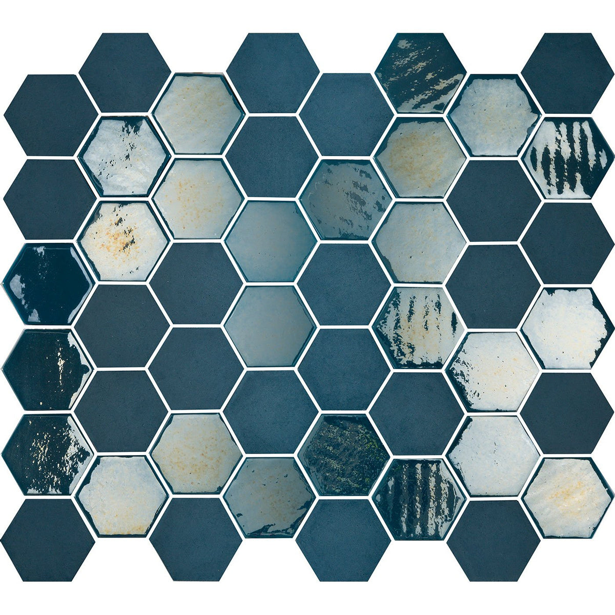 The Mosaic Factory Valencia Recycled glass Blue Matt & Glossy 43x50mm - VAL650