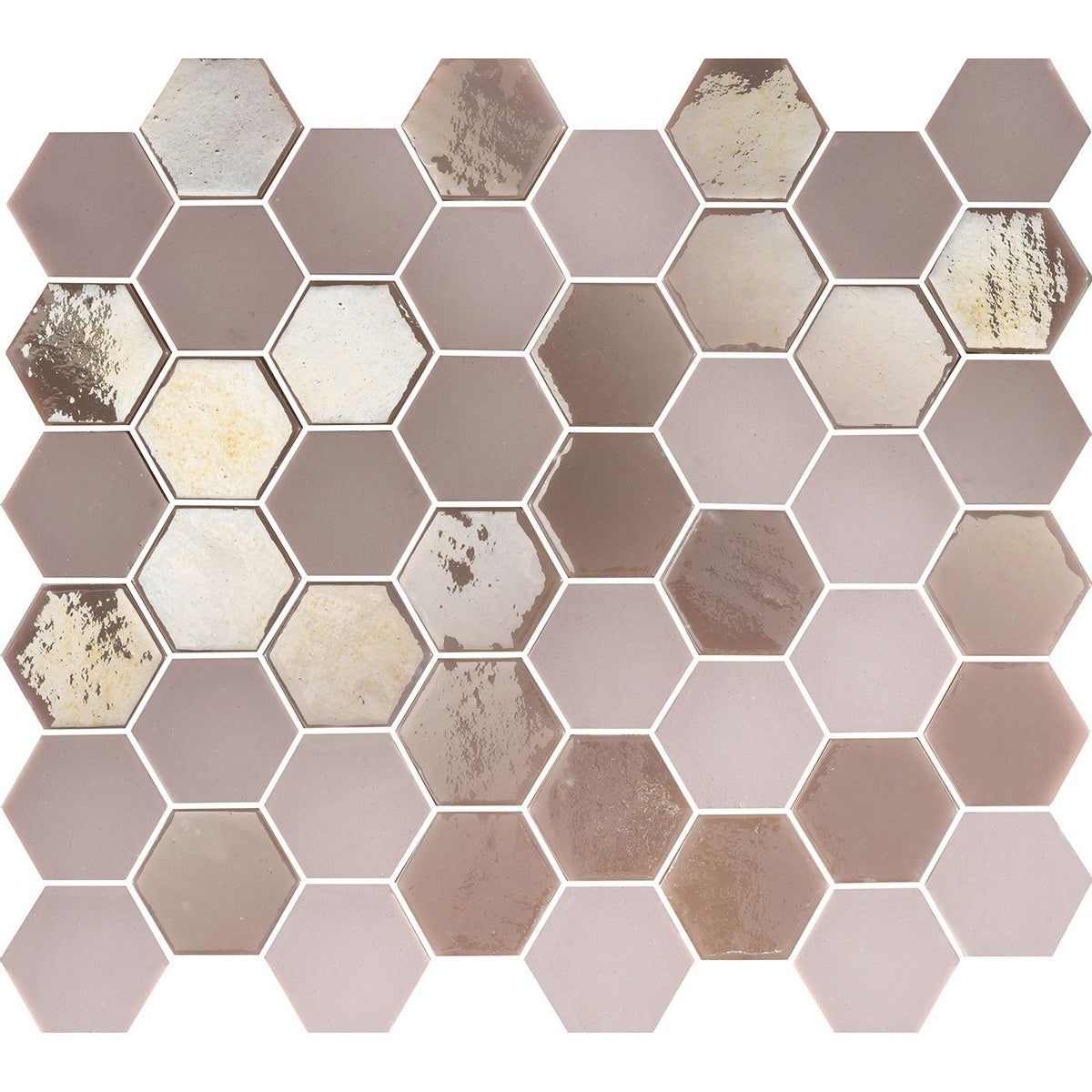 The Mosaic Factory Valencia Recycled glass Pink Matt & Glossy 43x50mm - VAL008